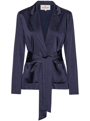 Karmamia Rex Tie Blazer, Navy Rich Satin